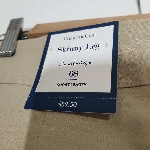 NWT Charter Club Tan Cambridge Skinny Pants - Picture 4 of 8